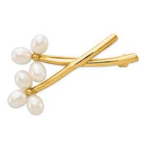 14K Gold Cultured Pearl Themed Pin with Polished Elegance