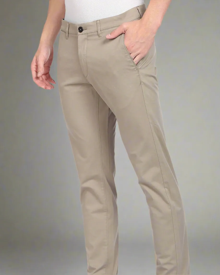 2H Beige Plain Chinos Pant