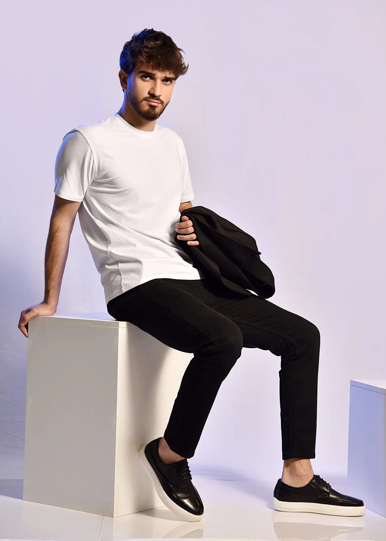 2H Black Plain Chinos Pant