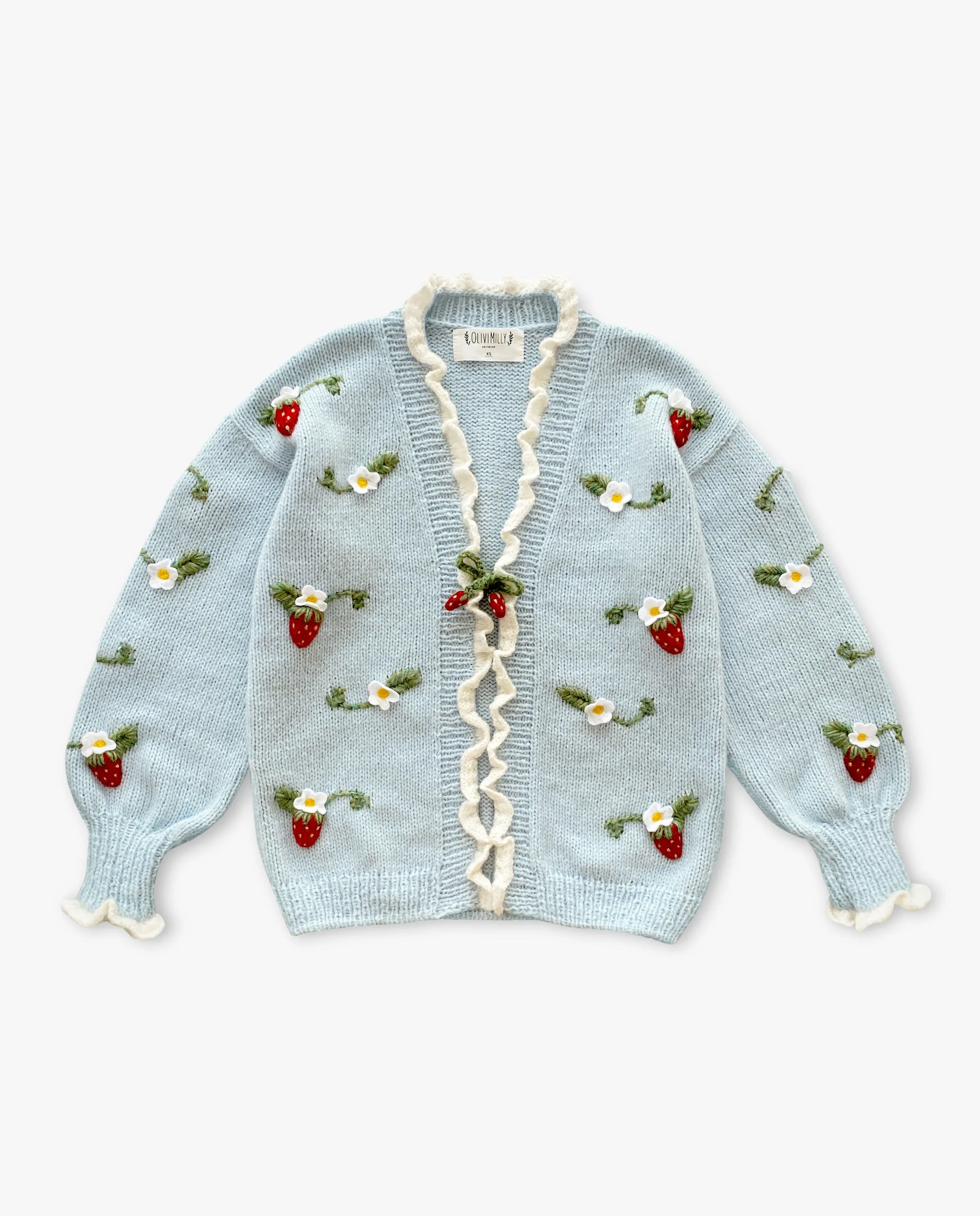 Adult Strawberries cardigan | Blue