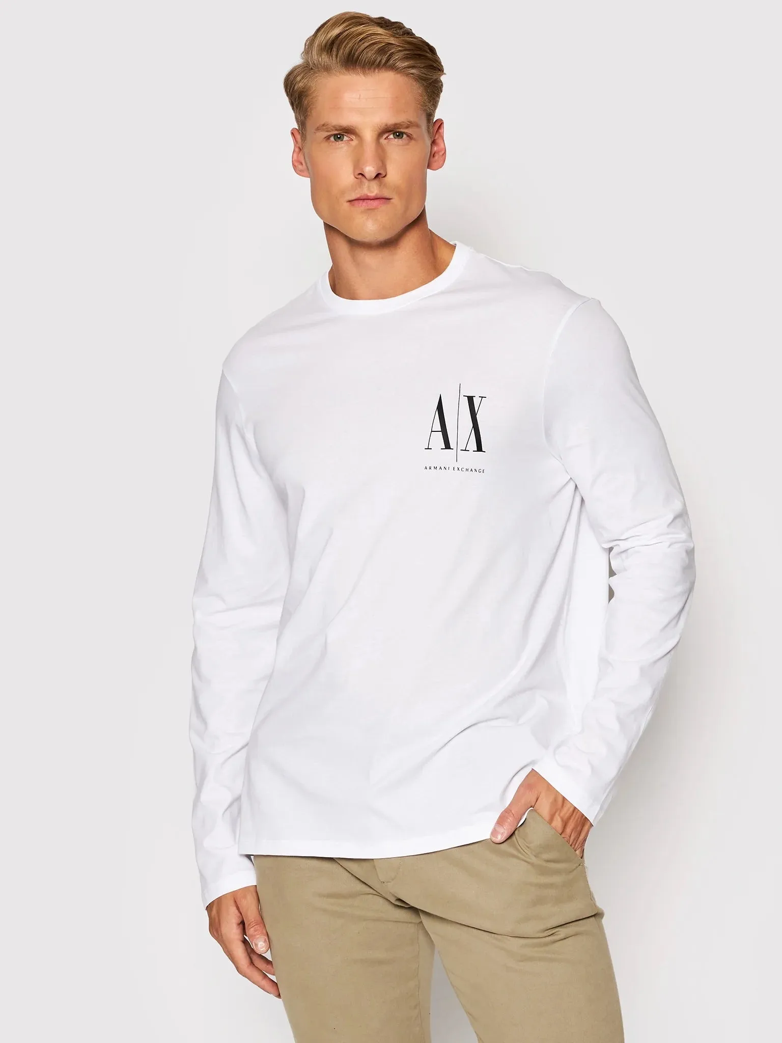 Armani Exchange White,Black Long Sleeve T-Shirts