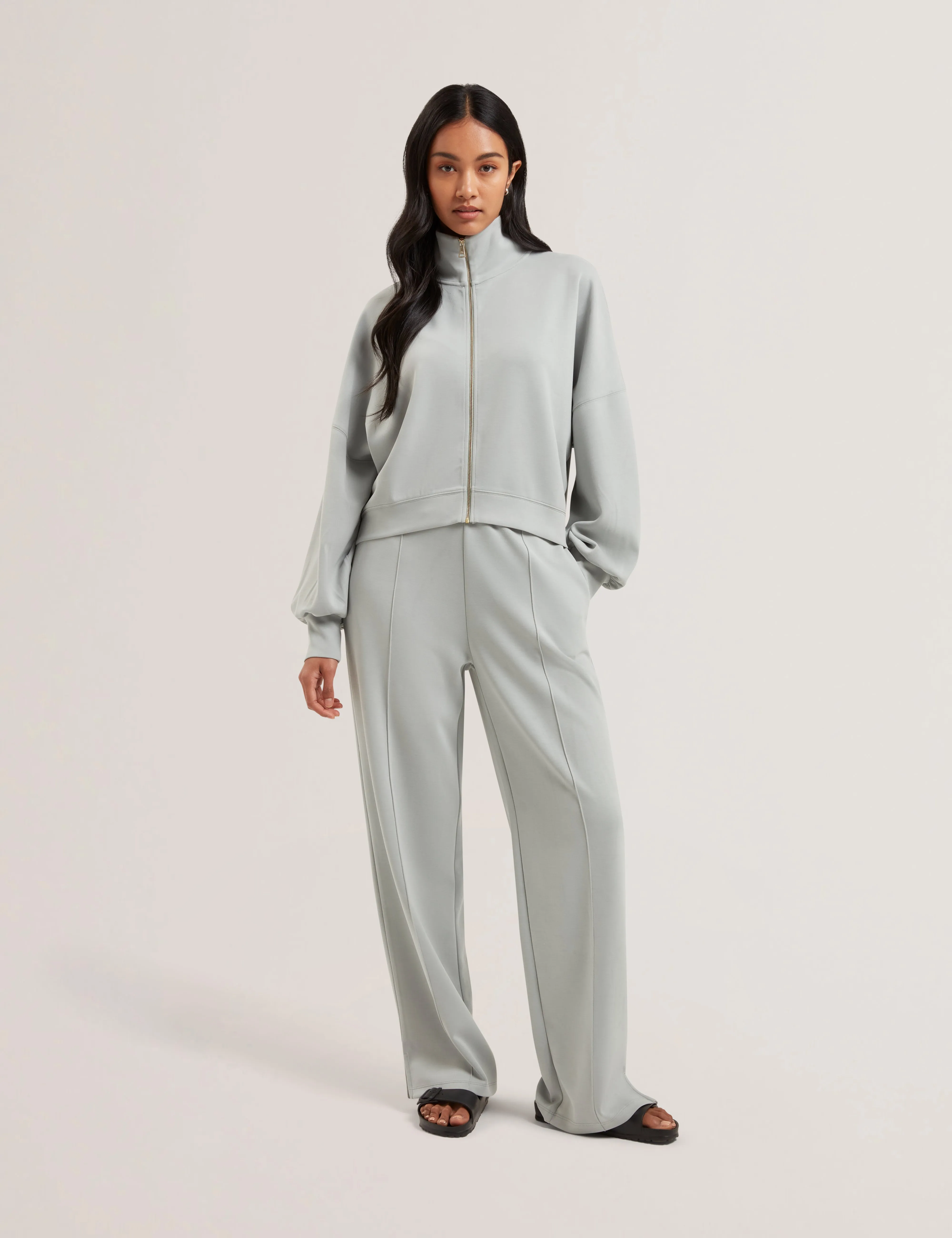 Arorha Zip Through Funnel Neck Sweat Lt-Green