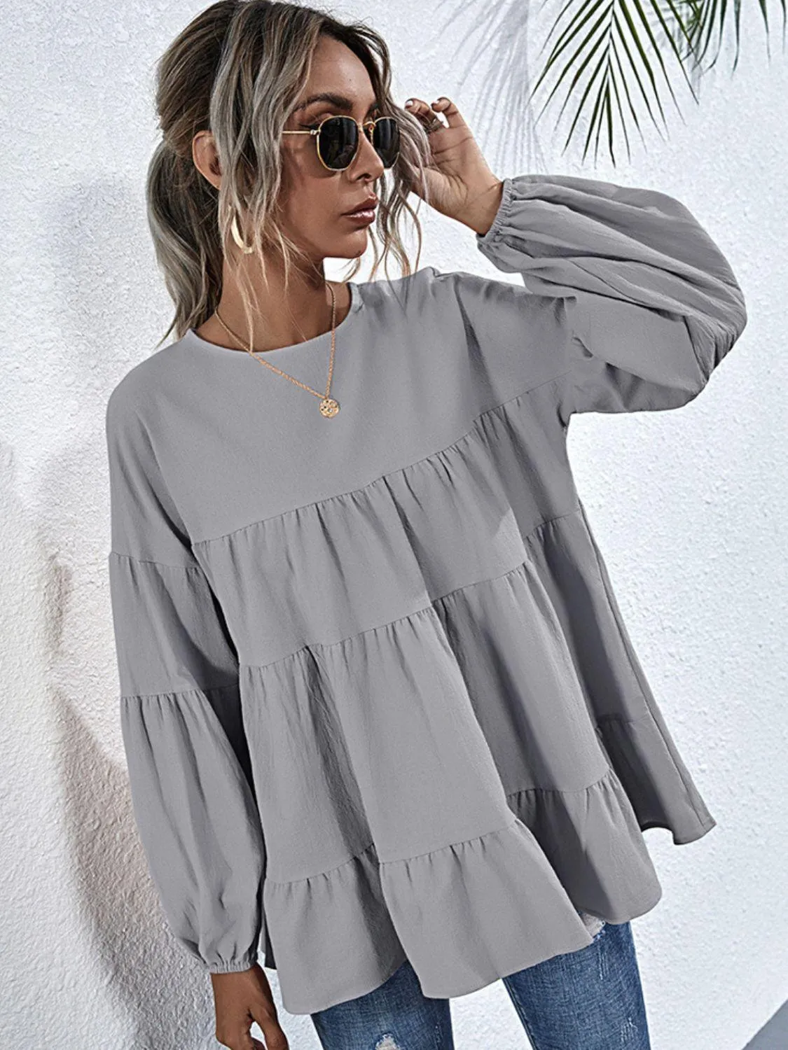 Be Exceptional Tiered Long Sleeve Blouse