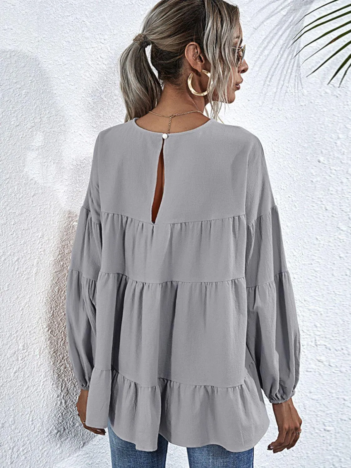 Be Exceptional Tiered Long Sleeve Blouse