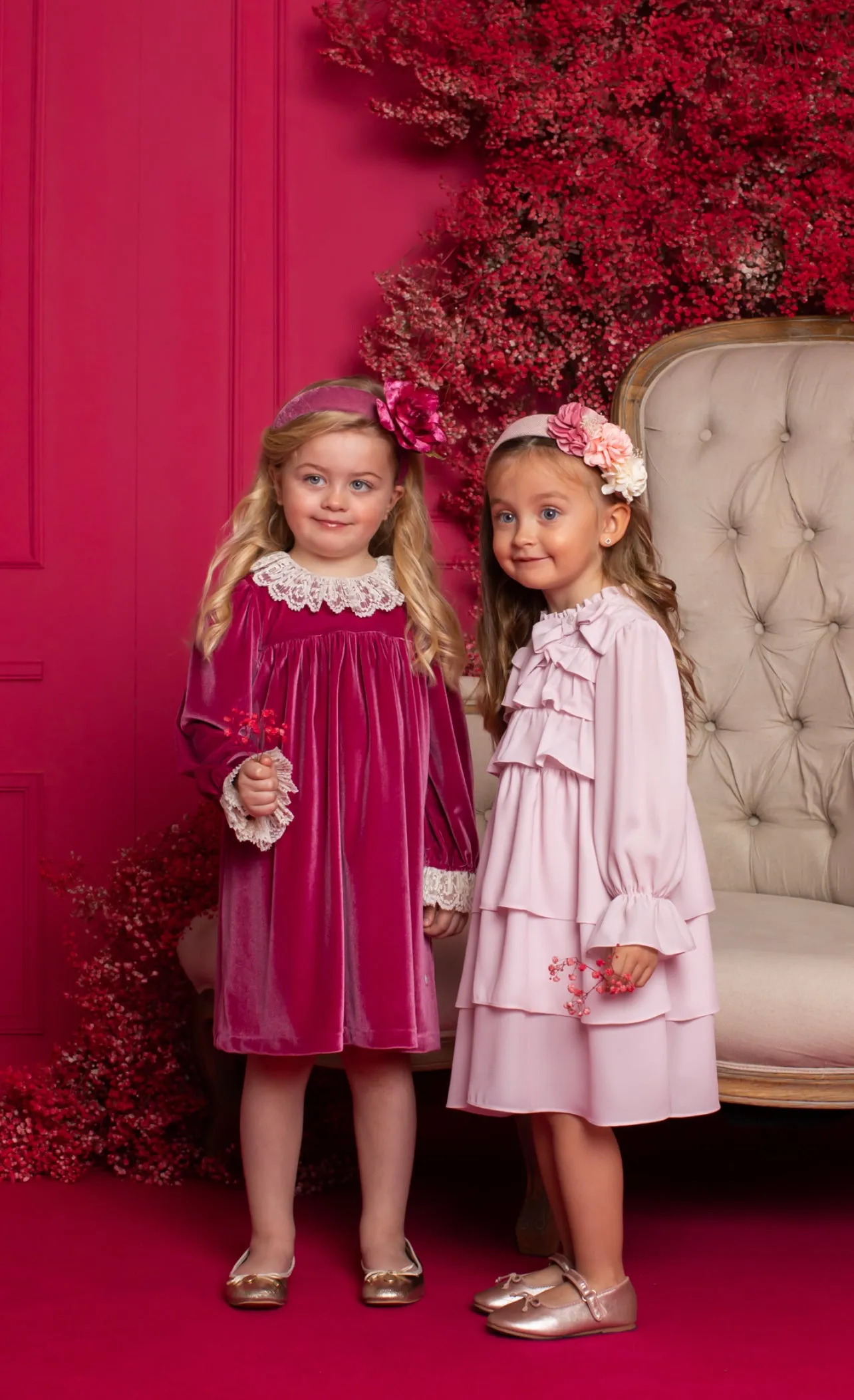 Beautiful Pink chiffon dress with bow and frills details.