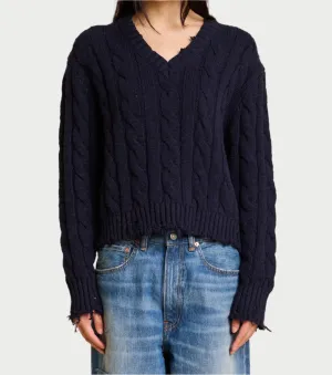 Cable V-Neck Sweater