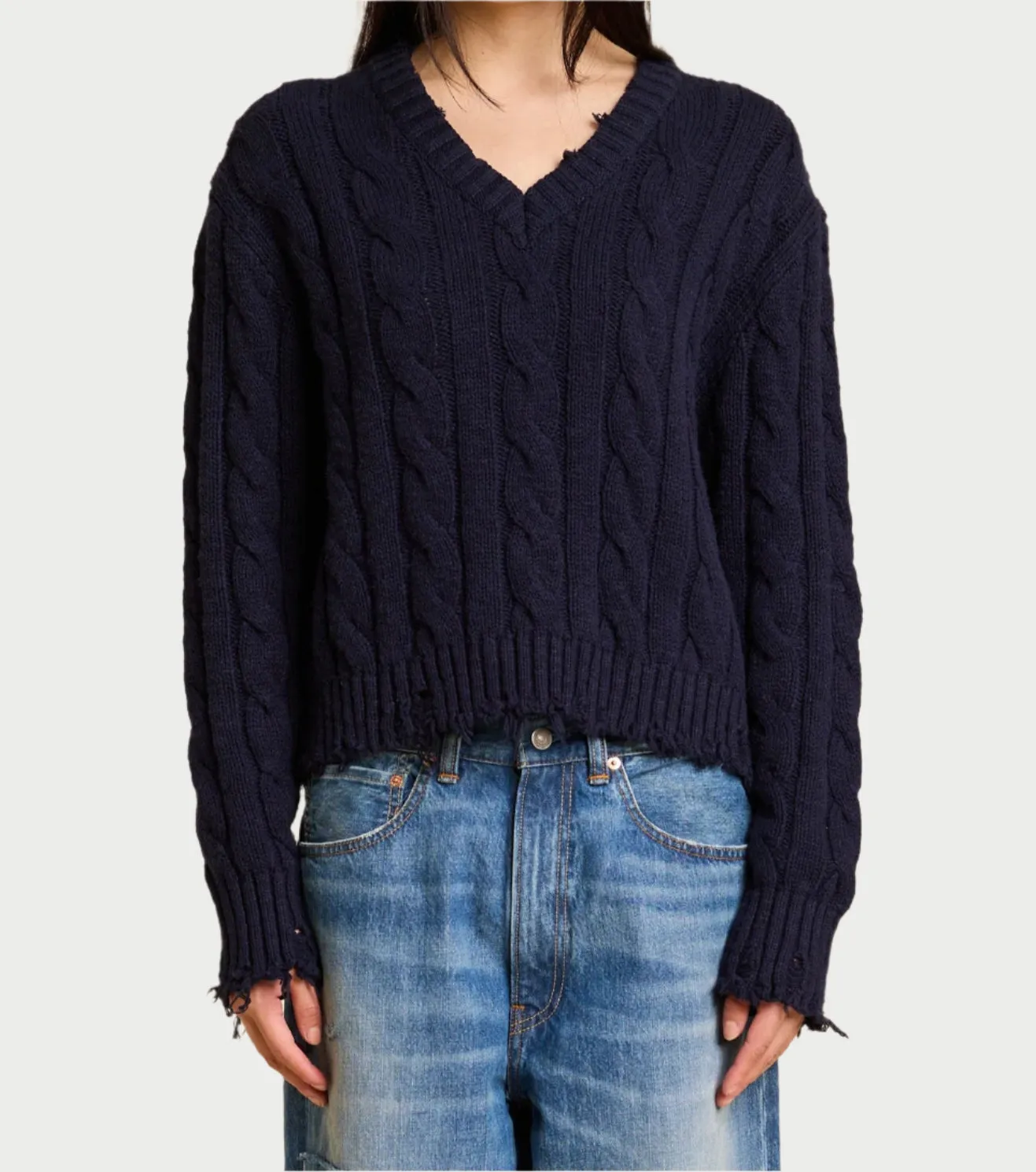 Cable V-Neck Sweater