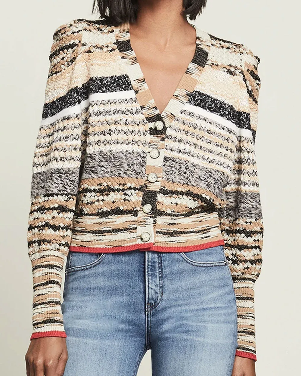 Camel Multi Knit Cecily Cardigan