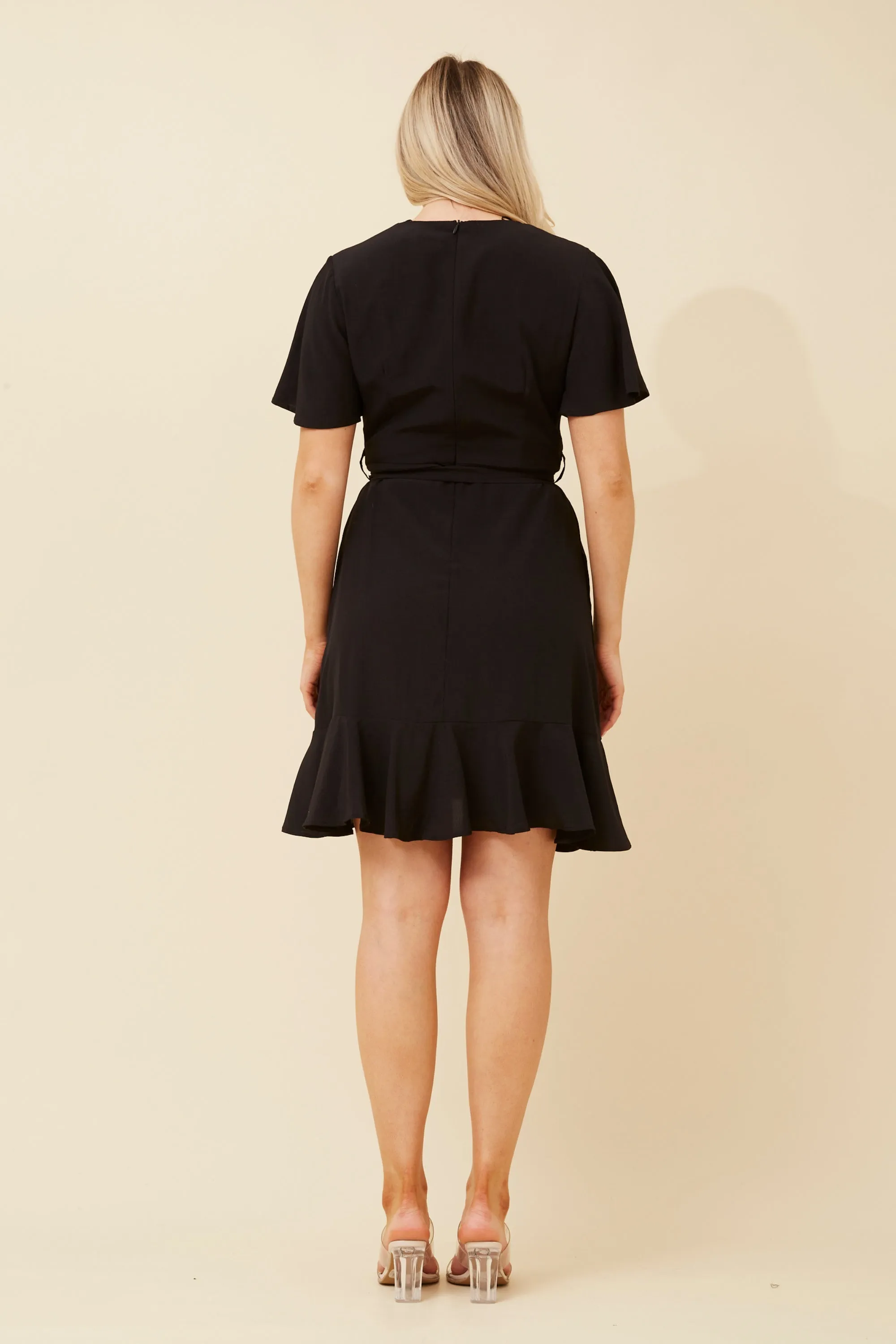 Caroline Morgan Mock Wrap Dress Black 8