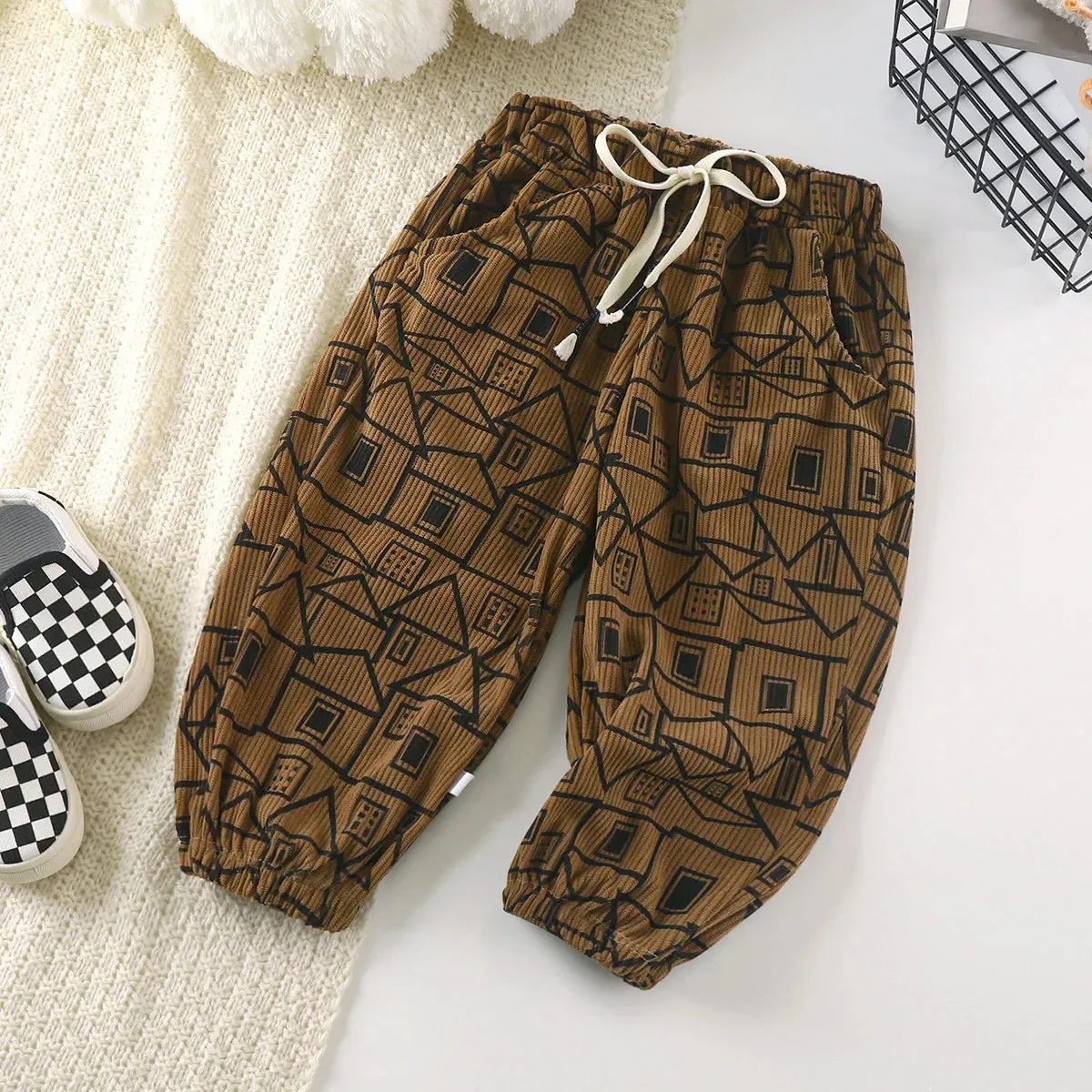 Children Pants 2023 Autumn Winter Trousers for Kids Thicken Boys Girls Joggers Korean Lantern Trouser Baby Sweatpants 1-8