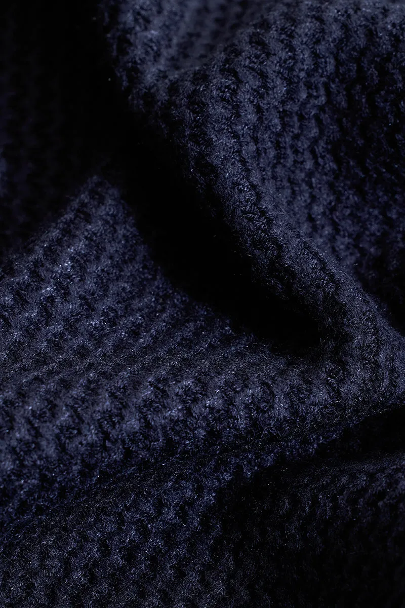Core Lab Navy Textured Relaxed Fit Sweaters
