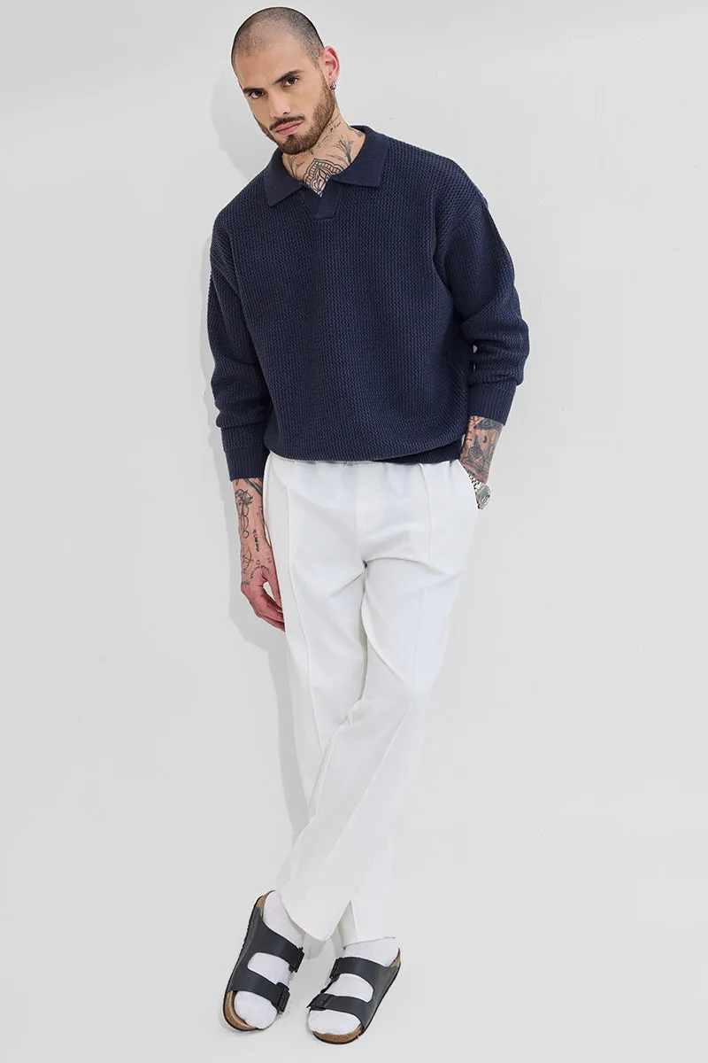 Core Lab Navy Textured Relaxed Fit Sweaters