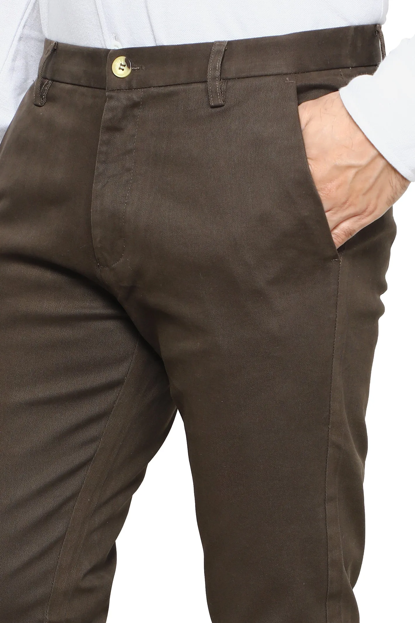 Dark Brown Smart Fit Cotton Chino