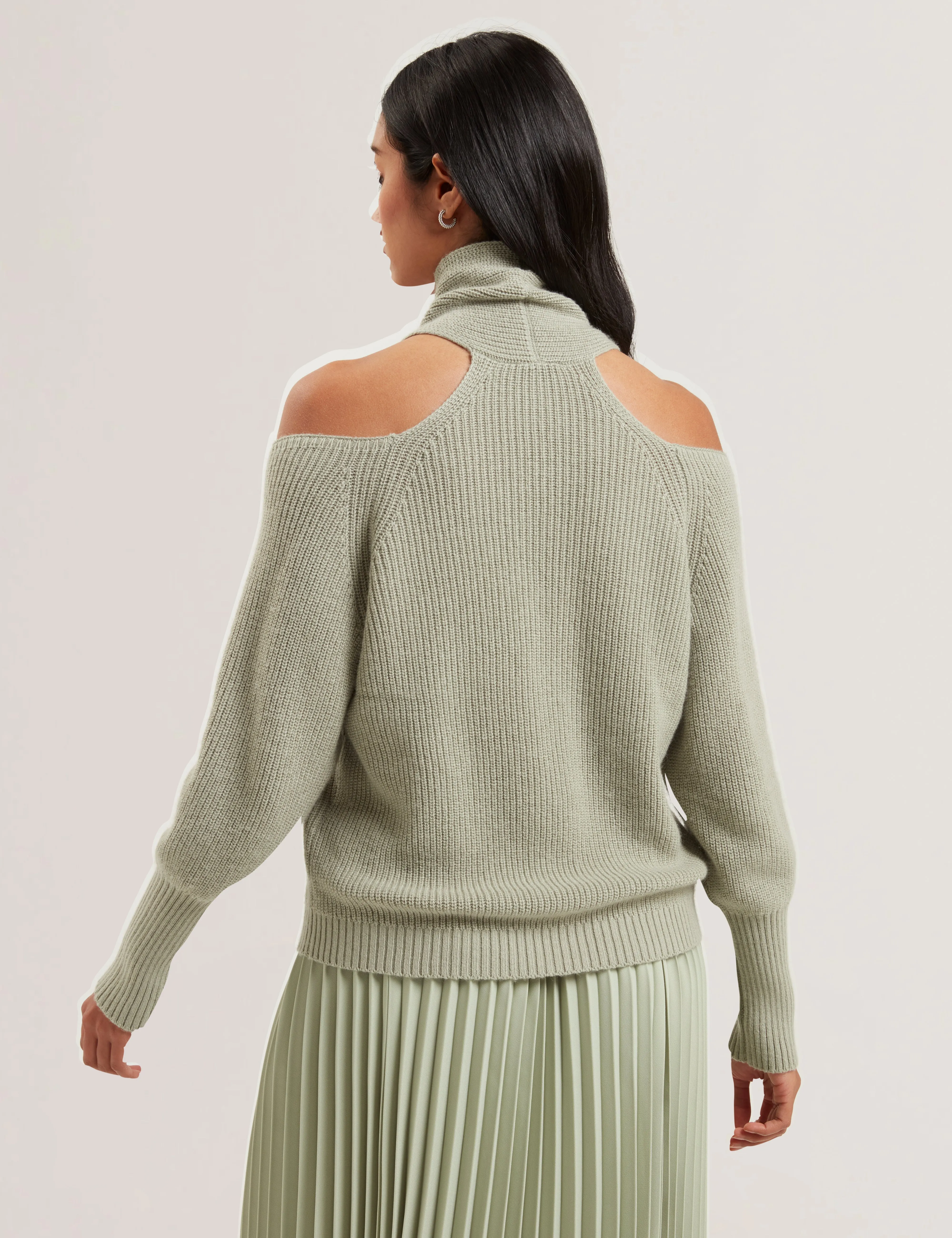 Elanaa Cut Out Detail Knit Sweater Lt-Green
