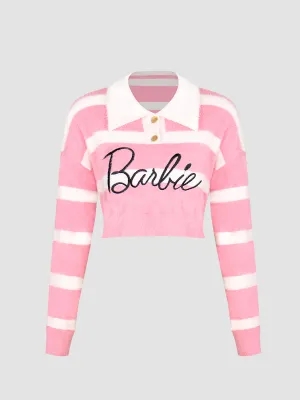 Faux Mink Striped Polo Barbie Shirt Top