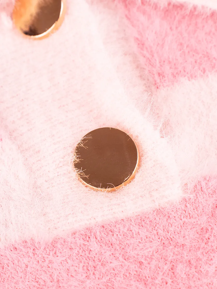 Faux Mink Striped Polo Barbie Shirt Top