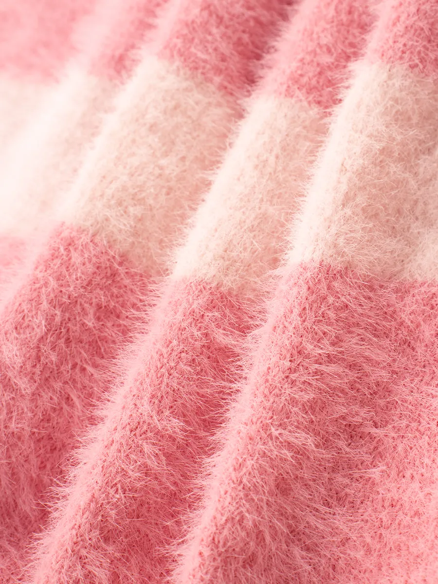 Faux Mink Striped Polo Barbie Shirt Top