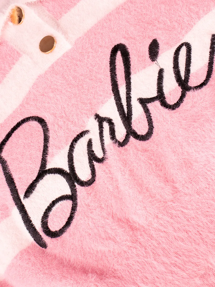 Faux Mink Striped Polo Barbie Shirt Top