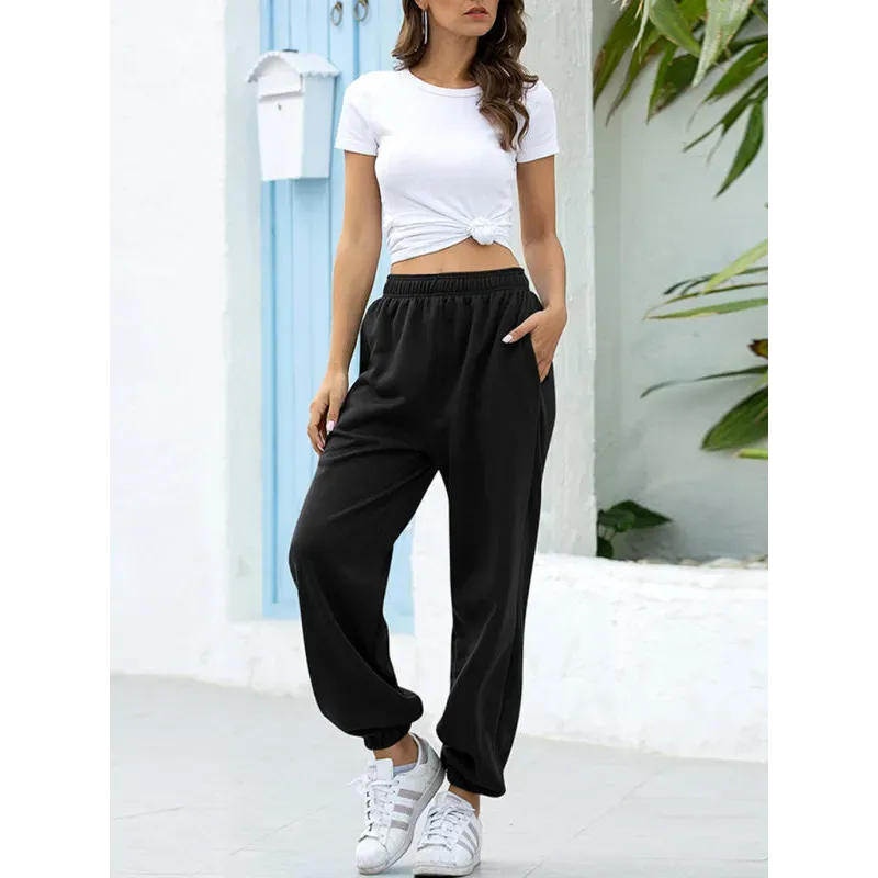 Four Seasons Home Leisure Sports Basic Loose Leg Pants