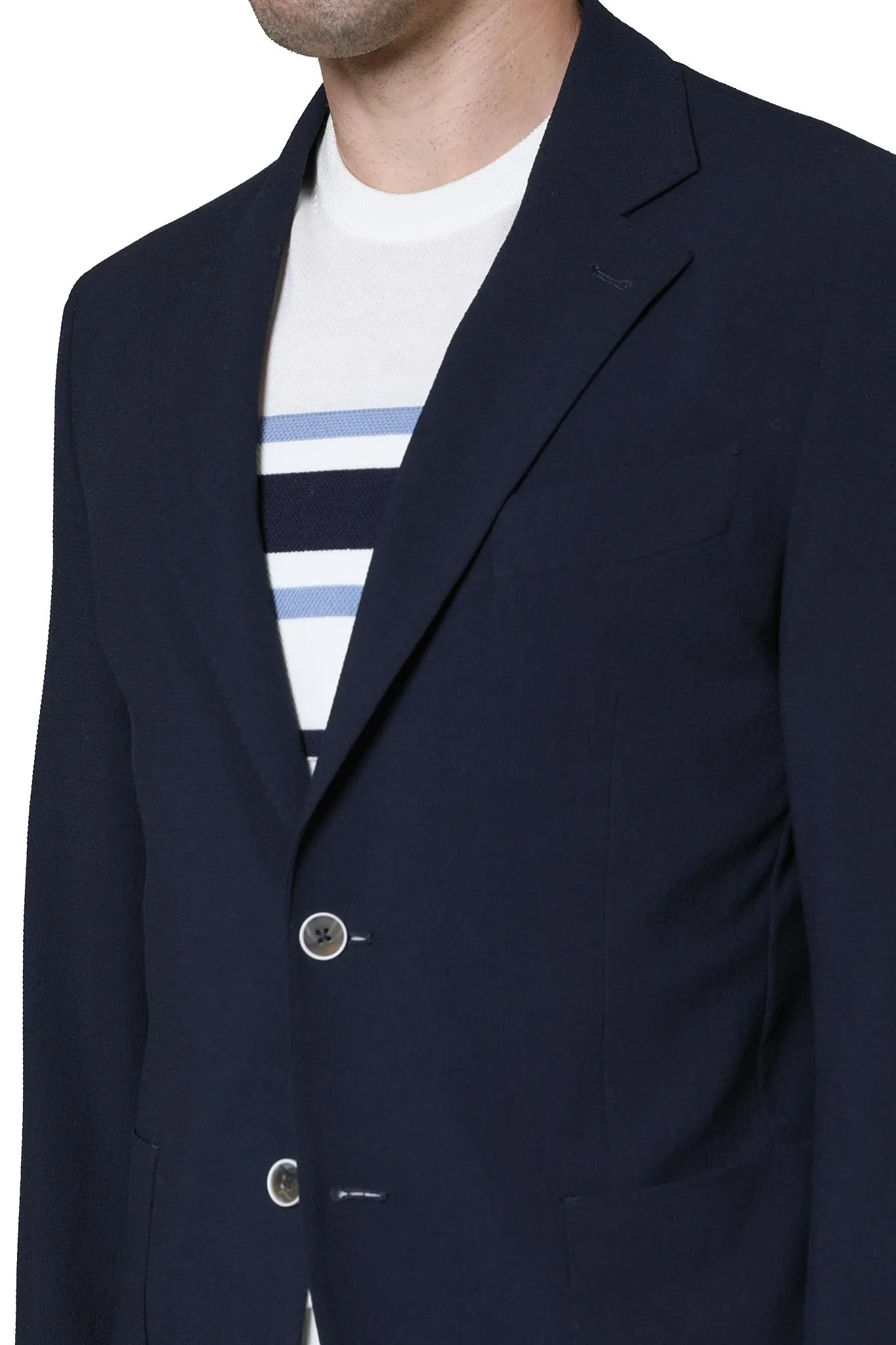 Gabriel Seersucker Blazer in Navy
