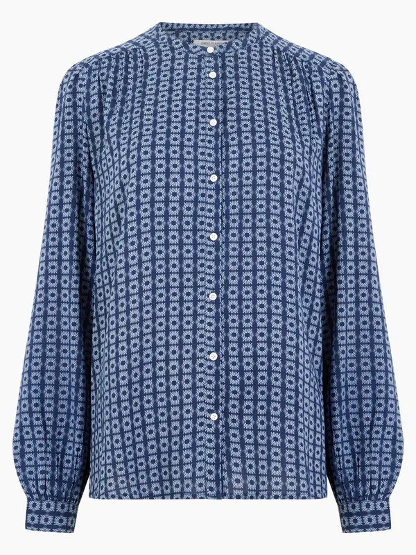 Great Plains Tangier tile eco print shirt Summer Navy