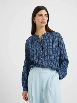 Great Plains Tangier tile eco print shirt Summer Navy