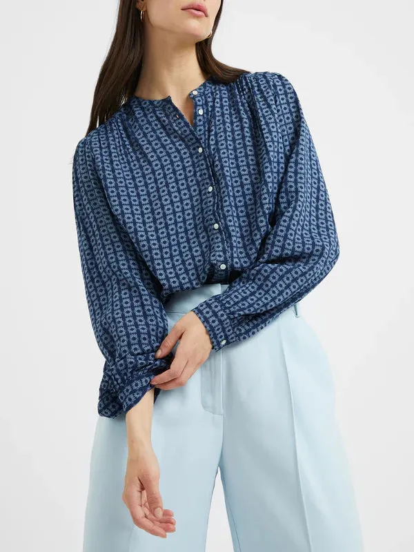 Great Plains Tangier tile eco print shirt Summer Navy