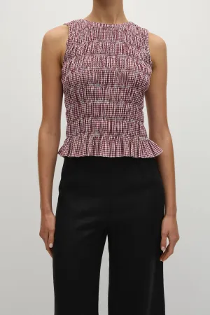 Heidi Top Gingham Deep Red