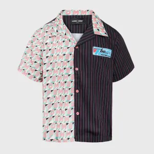 Homme   Femme "Hologram" Striped Button Shirt - Black/Green