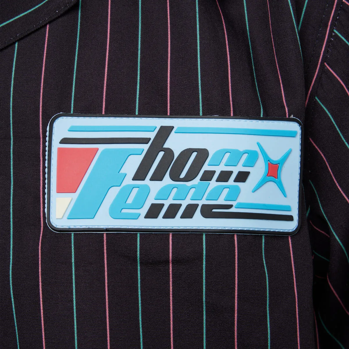 Homme   Femme "Hologram" Striped Button Shirt - Black/Green