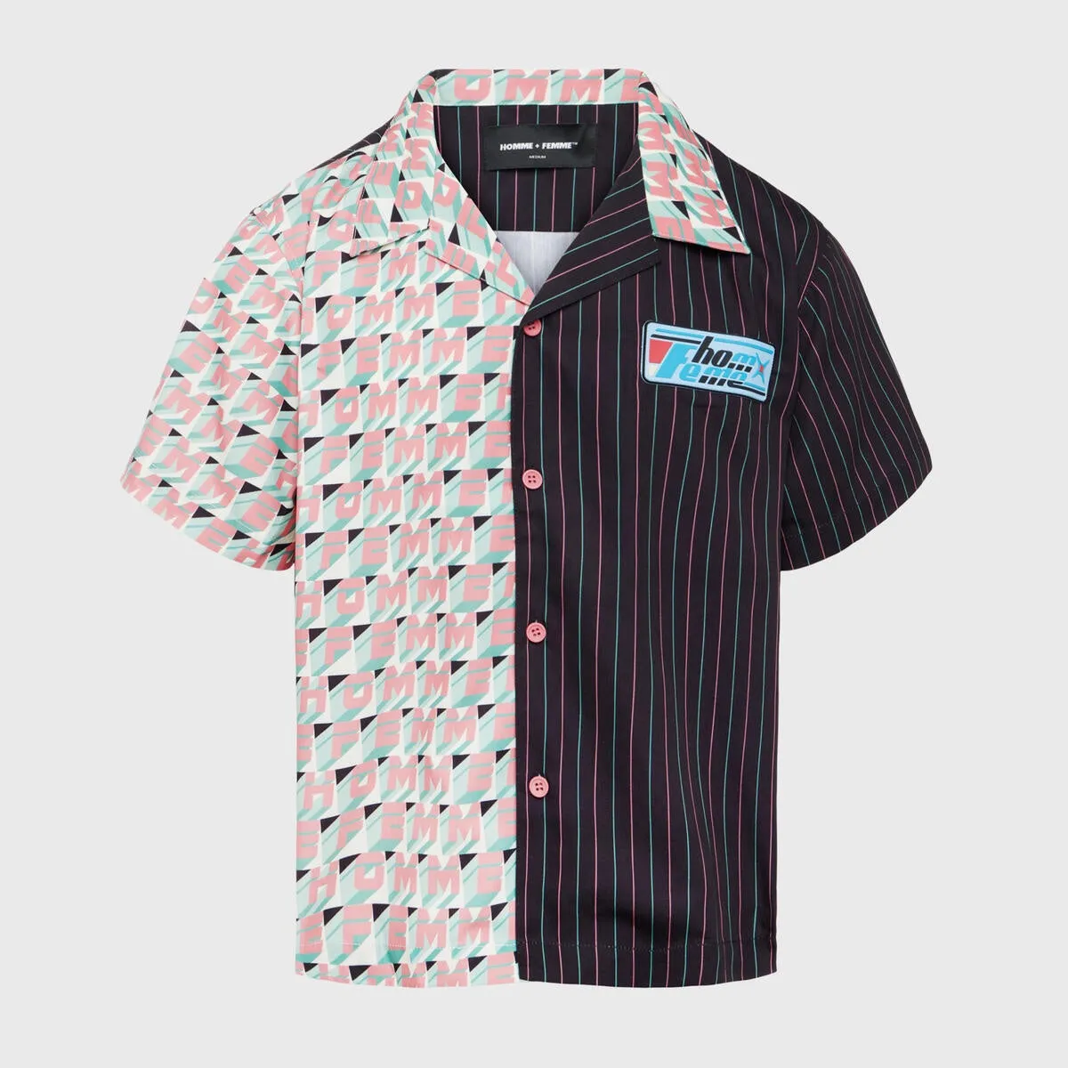 Homme   Femme "Hologram" Striped Button Shirt - Black/Green