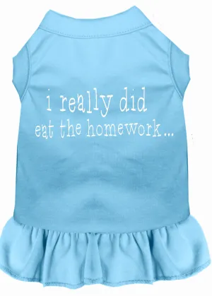 I Really Did Eat The Homework Screen Print Dress Baby Blue Xxxl