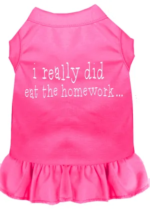 I Really Did Eat The Homework Screen Print Dress Bright Pink Xs