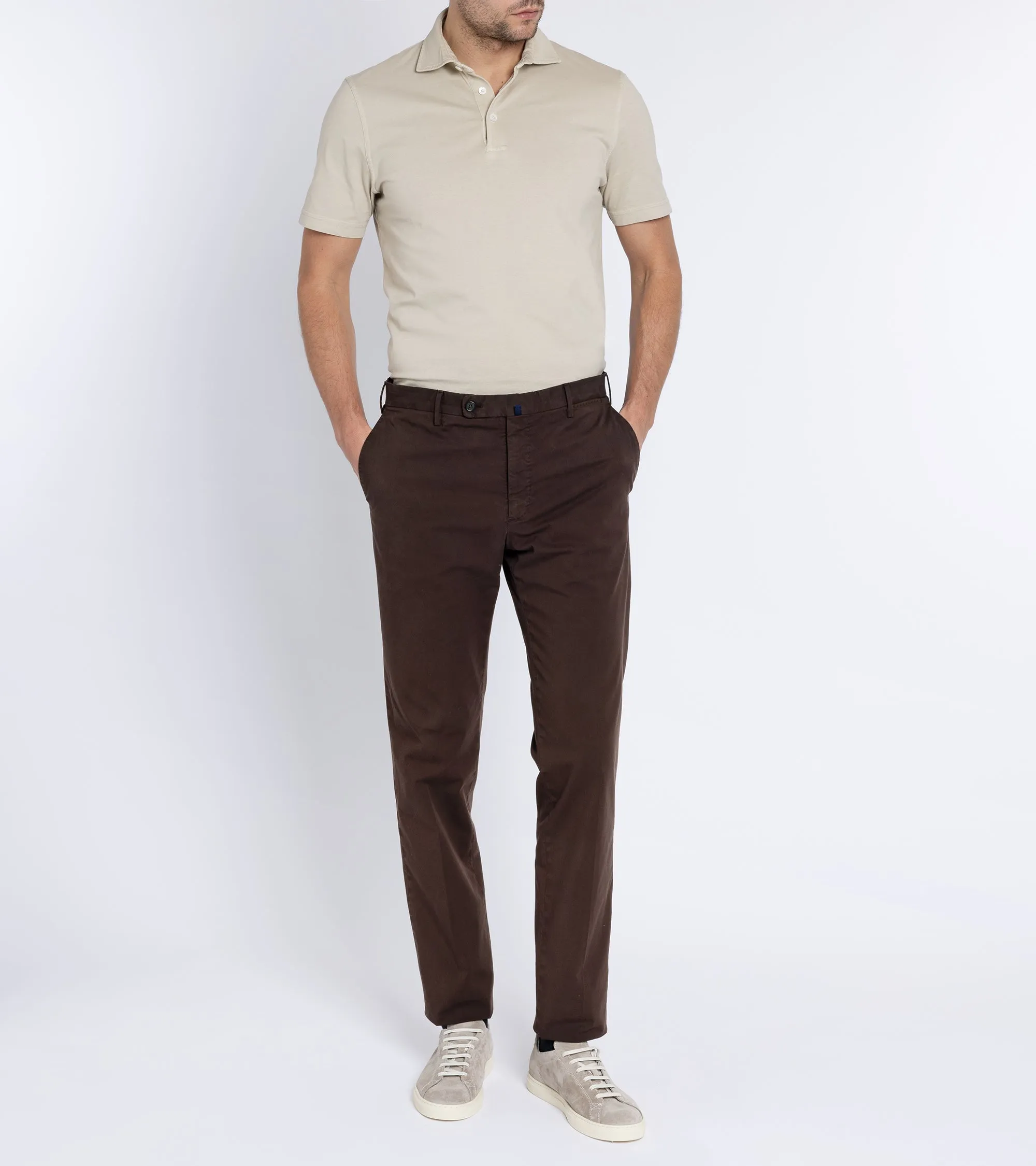 Incotex Regular Fit Royal Batavia Cotton Trousers: Brown