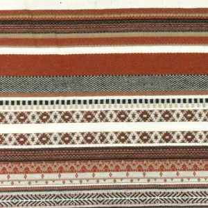 Ivory-Orange-Multi Aztec Stripe Jacquard Stretch Woven Fabric