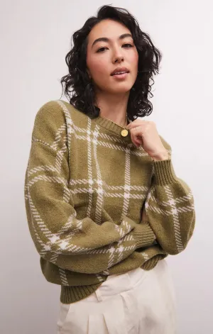 Jolene Plaid Sweater in Ivy