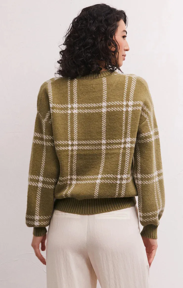 Jolene Plaid Sweater in Ivy