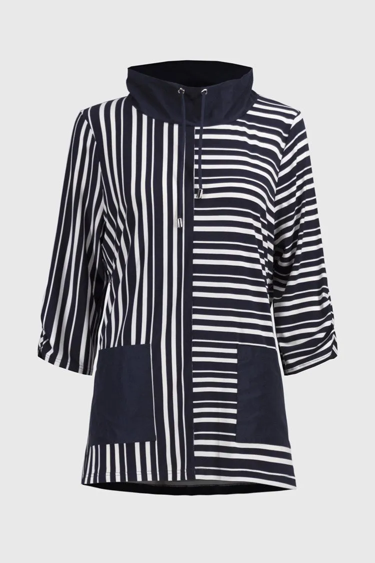 Joseph Ribkoff Silky Knit Stripe Print Boxy Tunic