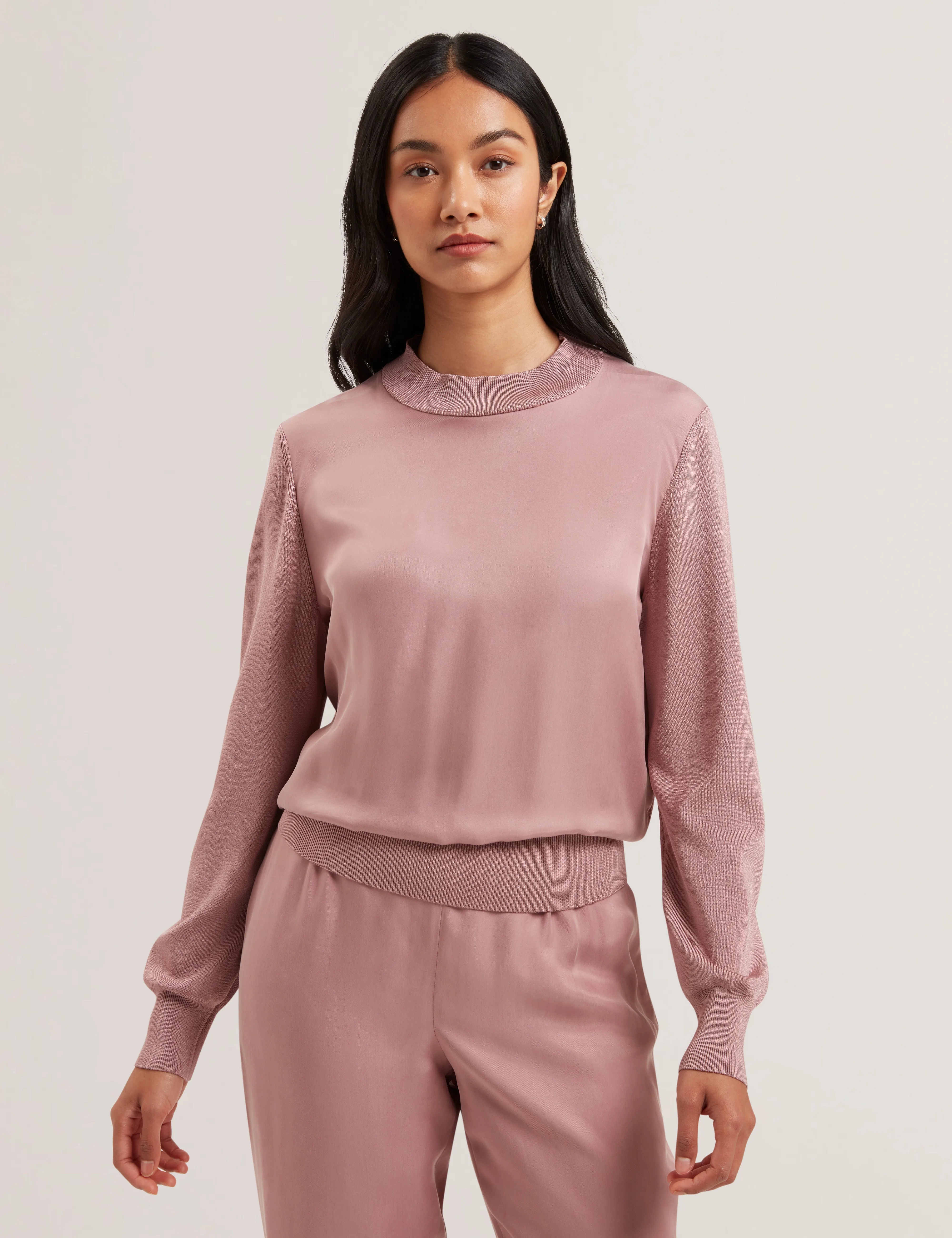 Karlean Curpo Woven Front Sweater Petal Pink