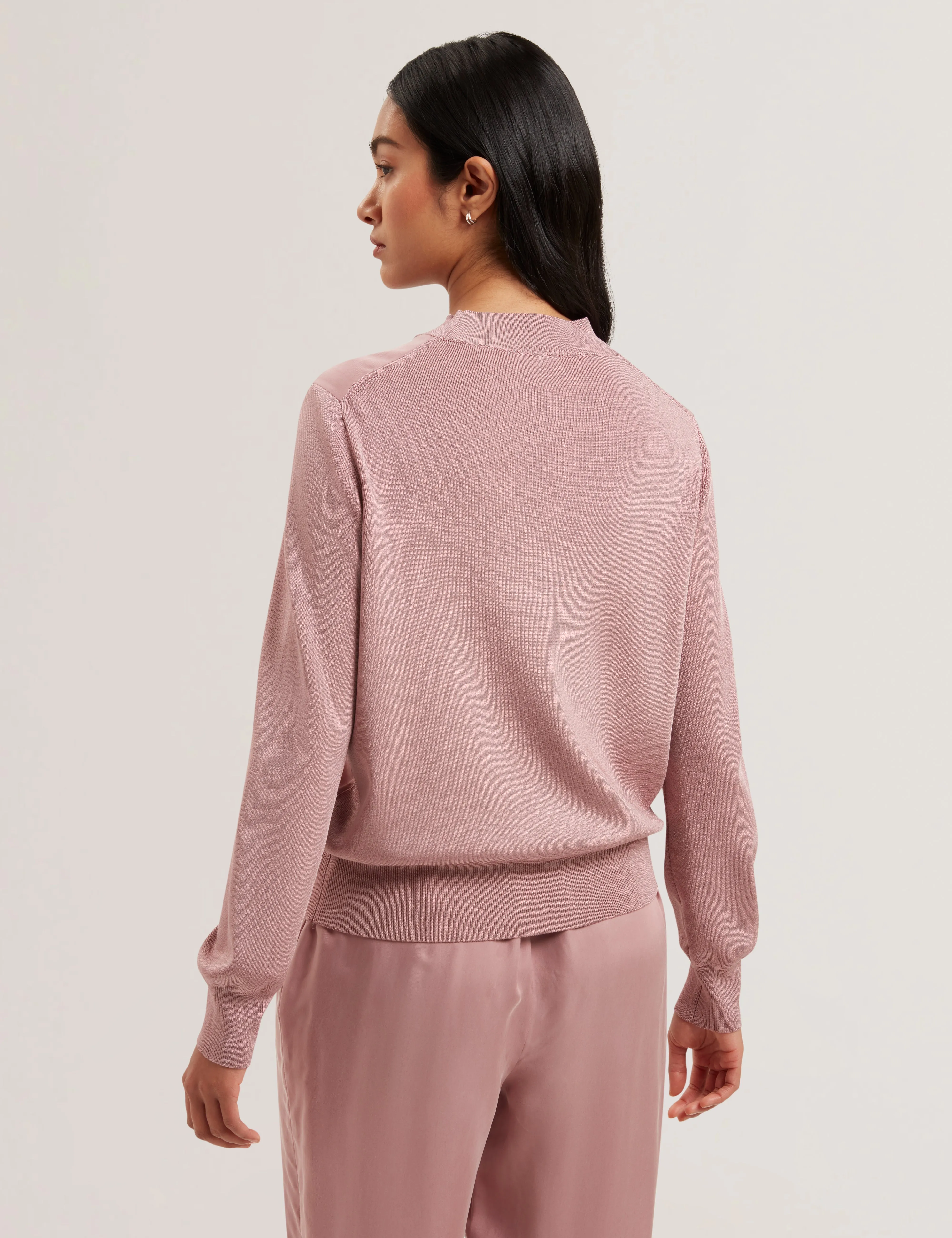 Karlean Curpo Woven Front Sweater Petal Pink