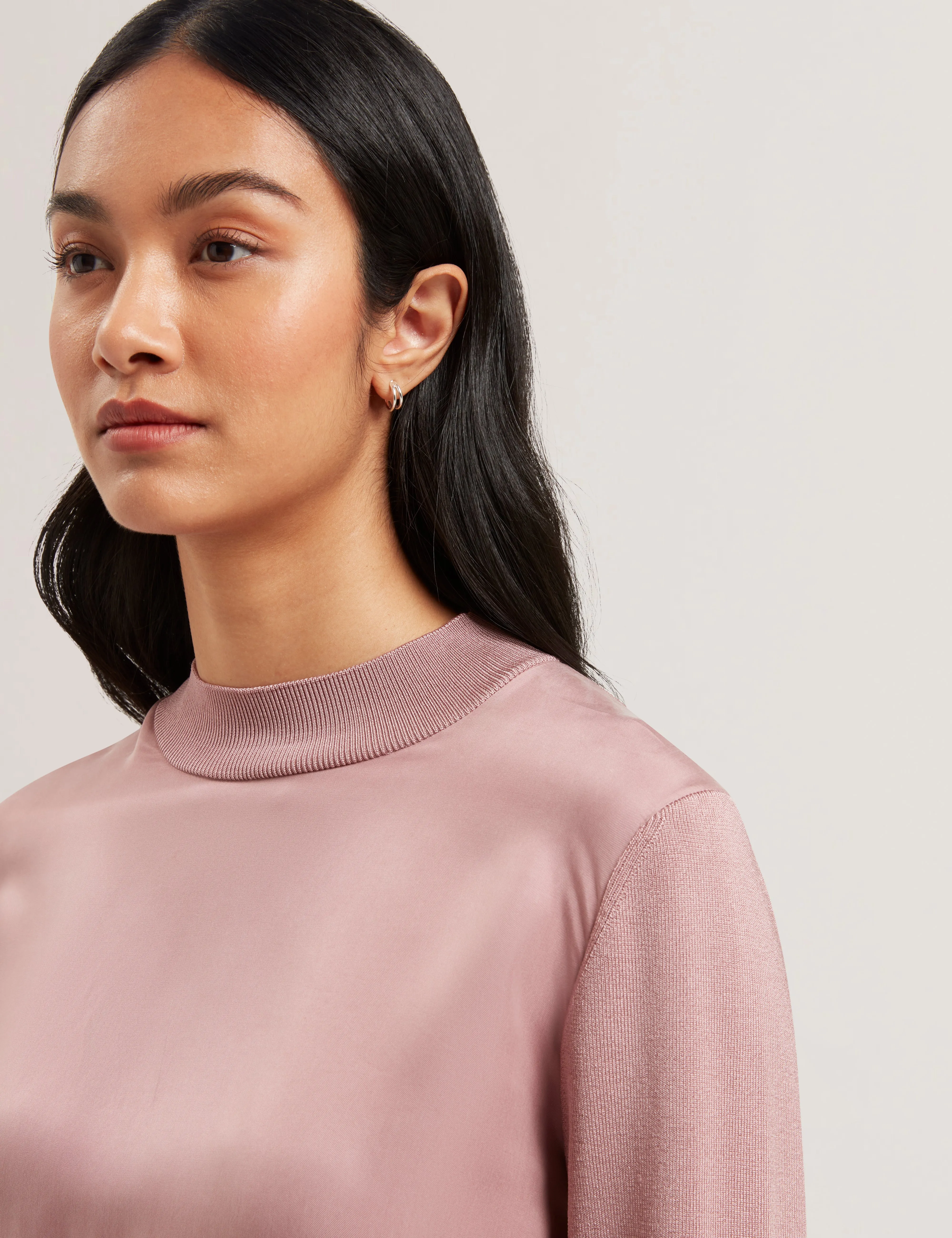 Karlean Curpo Woven Front Sweater Petal Pink
