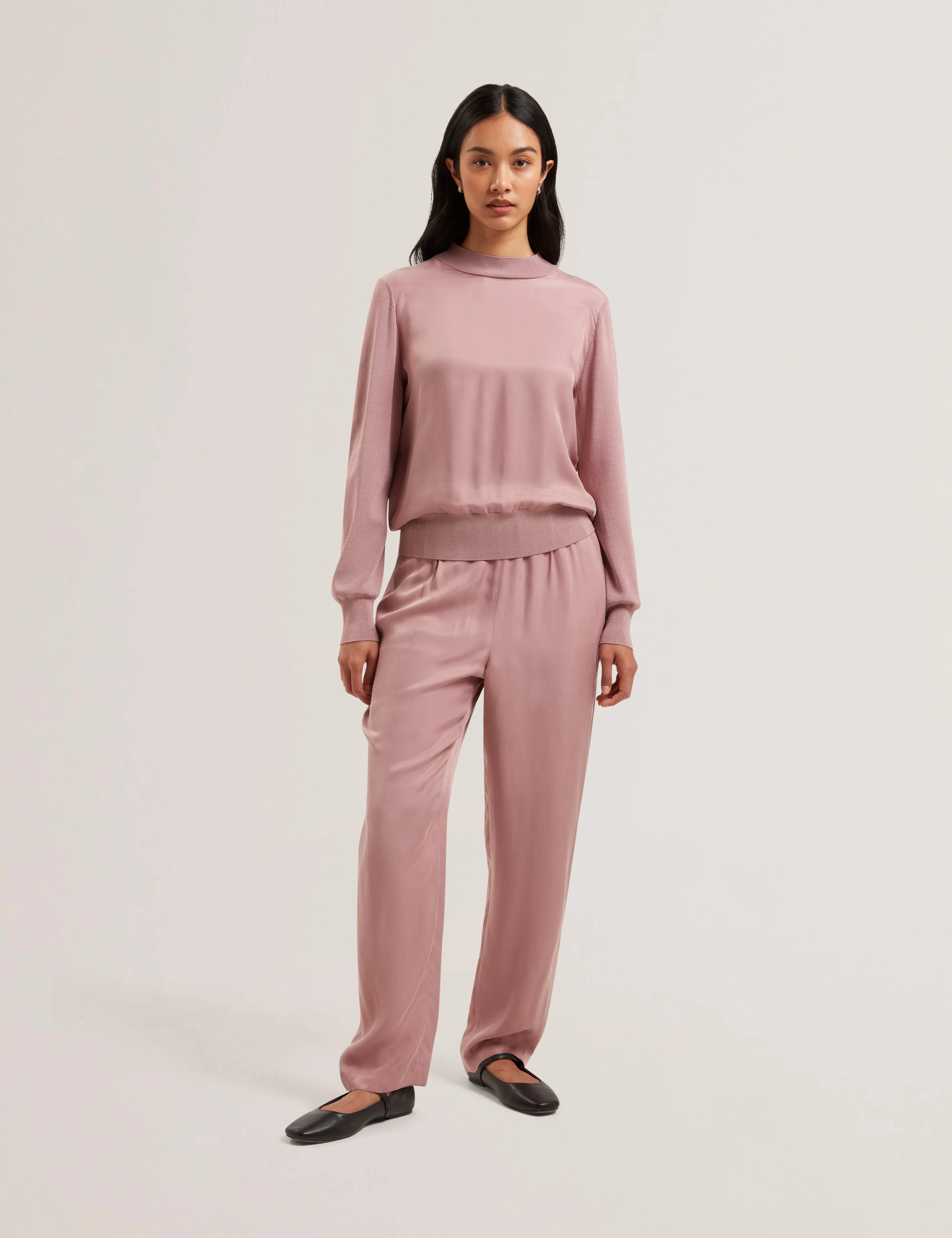 Karlean Curpo Woven Front Sweater Petal Pink