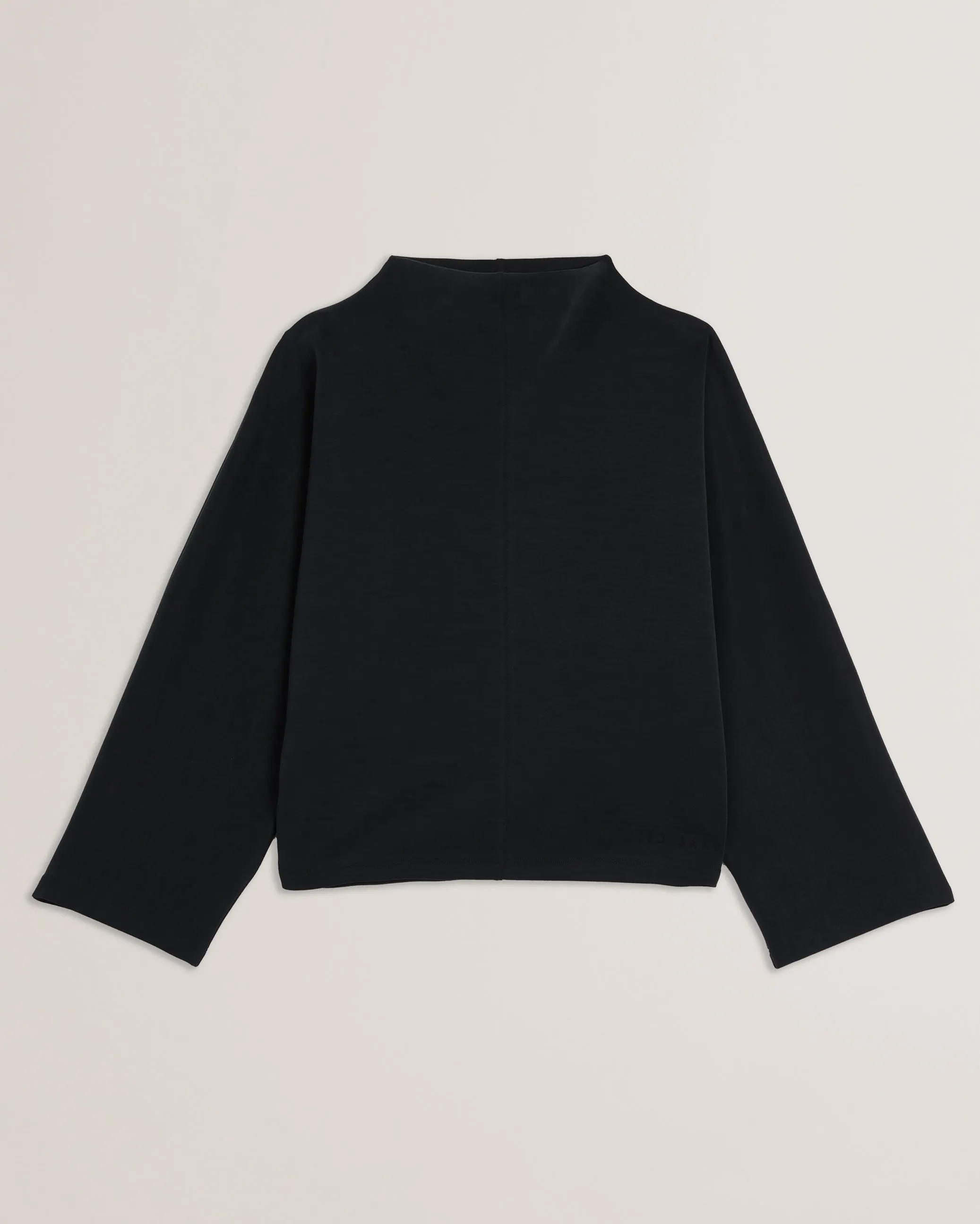 Kenseyy Funnel Neck Wide Sleeve Sweatshirt Black