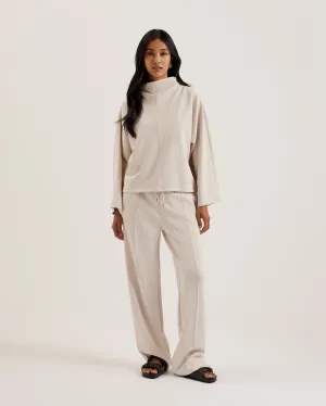 Kenseyy Funnel Neck Wide Sleeve Sweatshirt Ivory