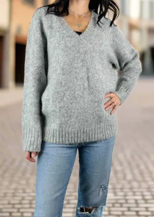 KNIT GREY MARLE SWEATER
