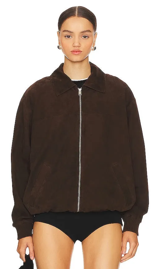 LAMARQUE Caden Bomber Jacket in Chocolate