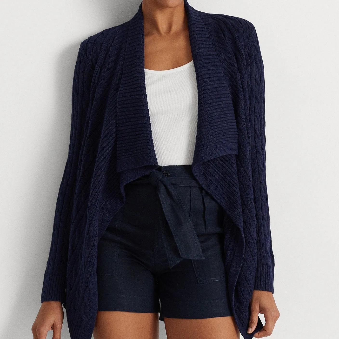 Lauren Ralph Lauren Linen-Cotton Cable-Knit Cardigan