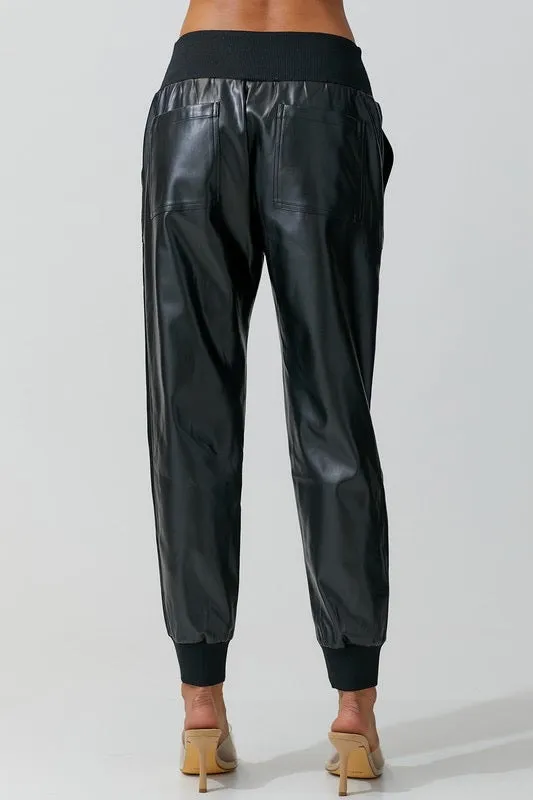 MATCH Vegan Leather~Knit Jogger