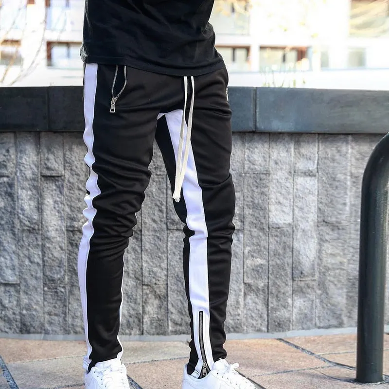 Men's Black & White Joggers Sweatpants