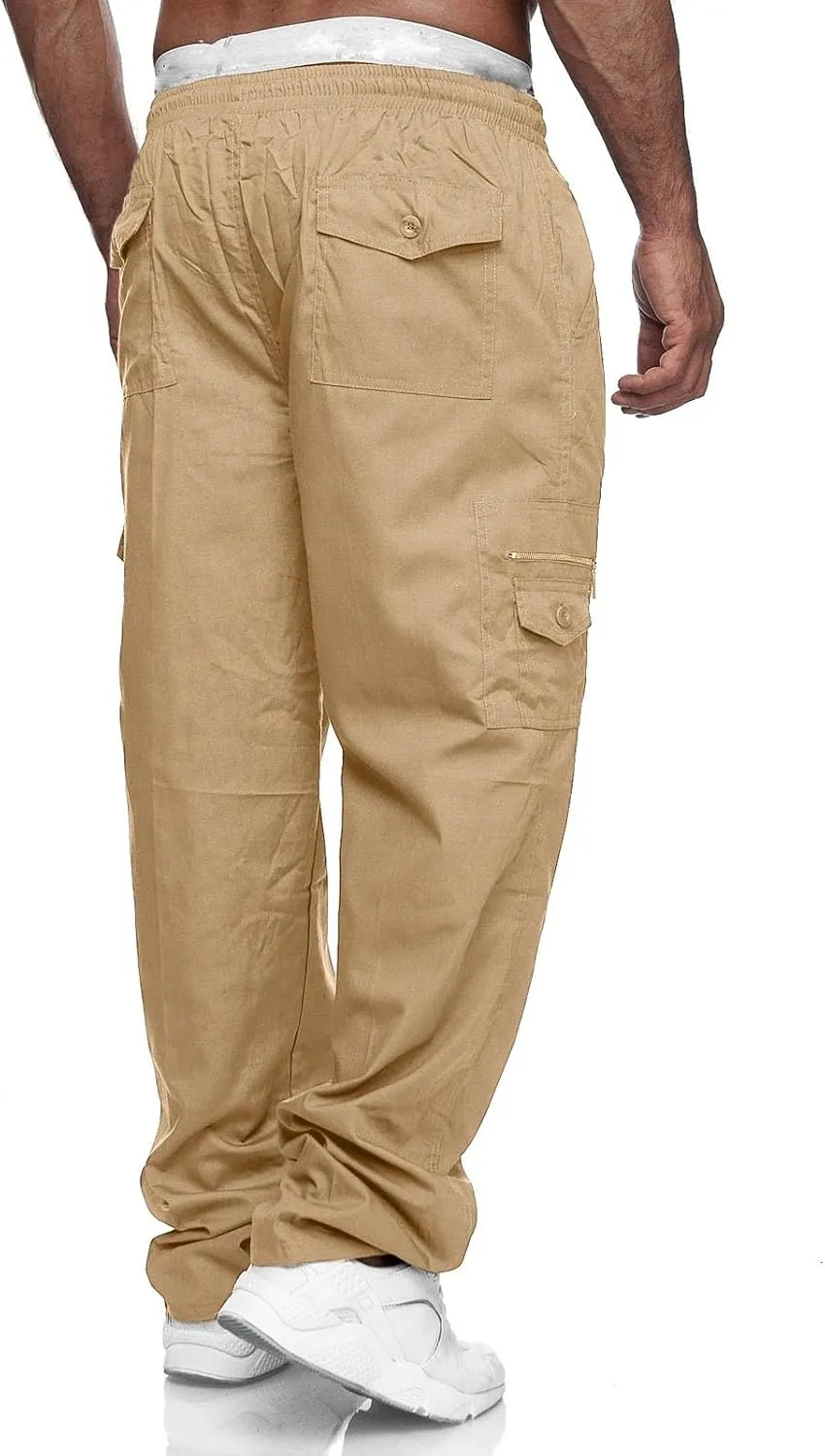 Mens Sweatpants with Pockets Big and Tall Bottom Straight Leg Casual Loose Athletic Jogger Pants Men's Cargo Sweatpants